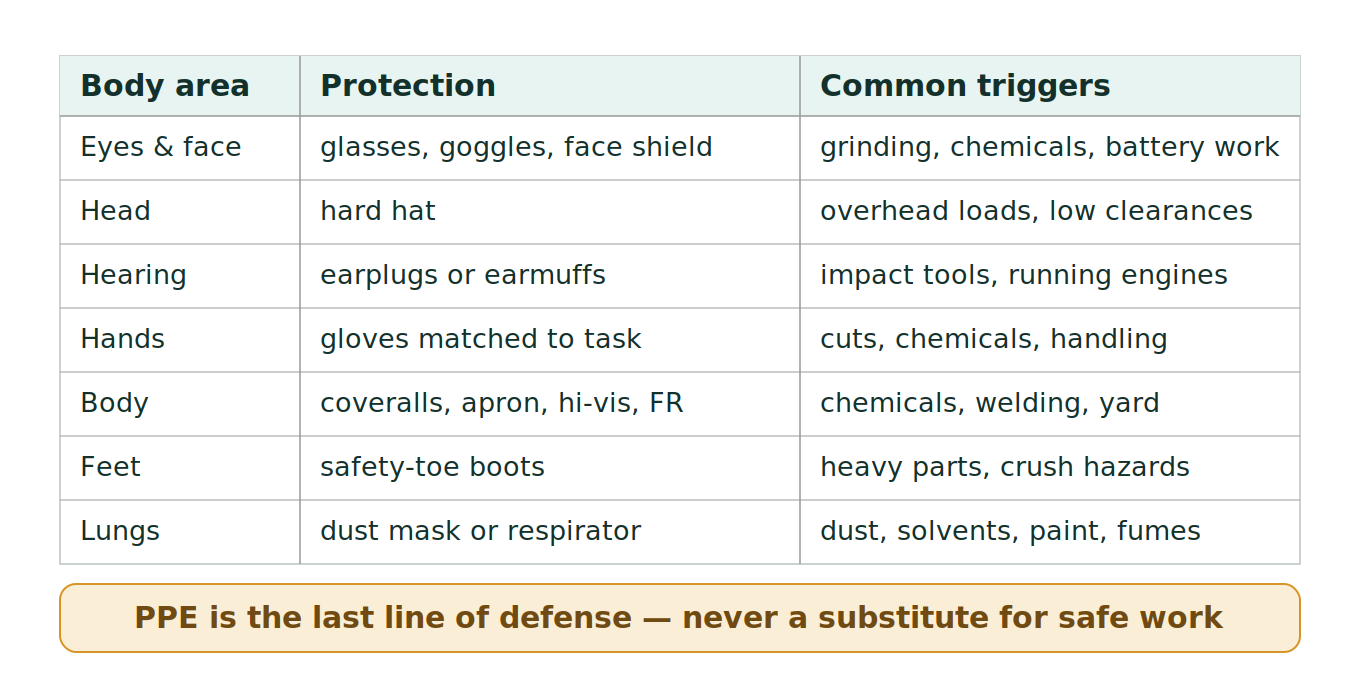 Figure 1: PPE by body area