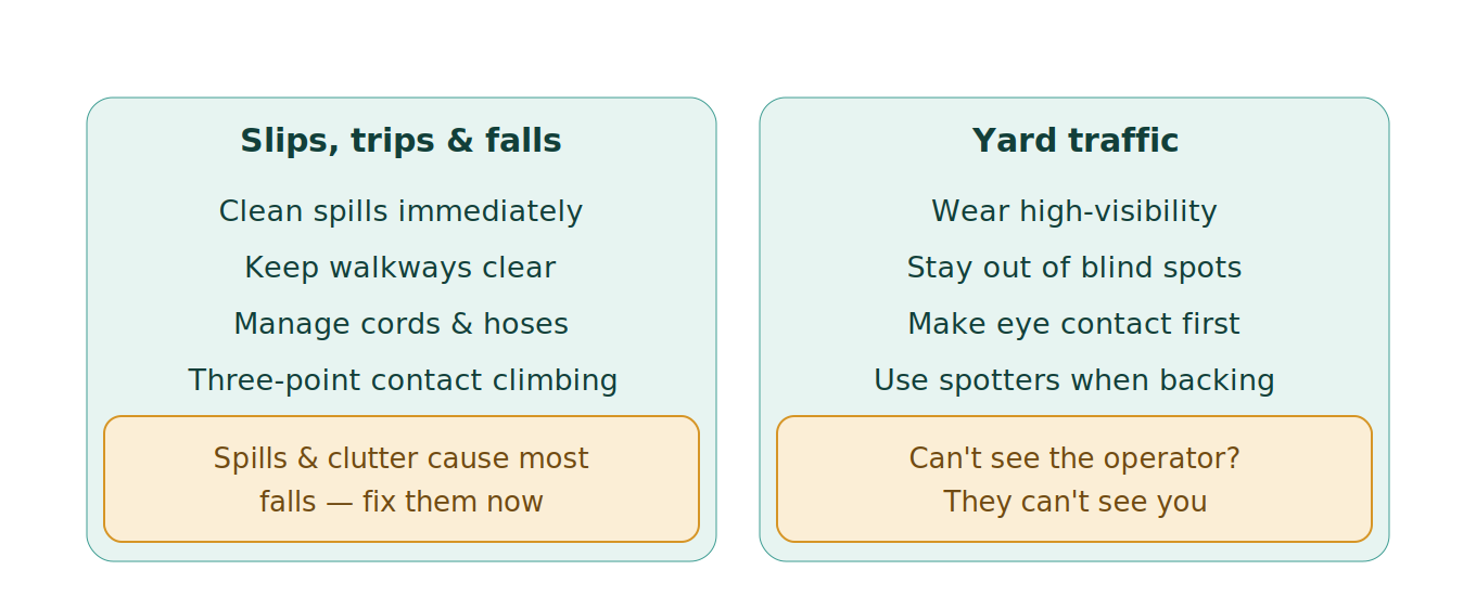 Figure 1: Staying safe on foot, in the shop and in the yard