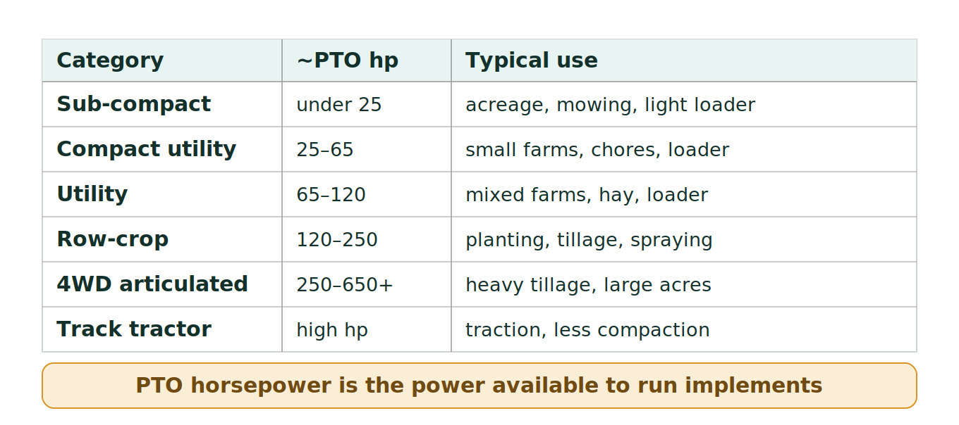 Figure 1: Tractor categories