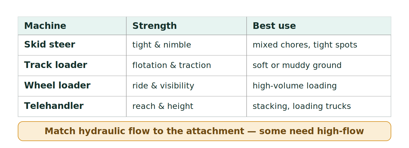 Figure 1: Material-handling machines compared